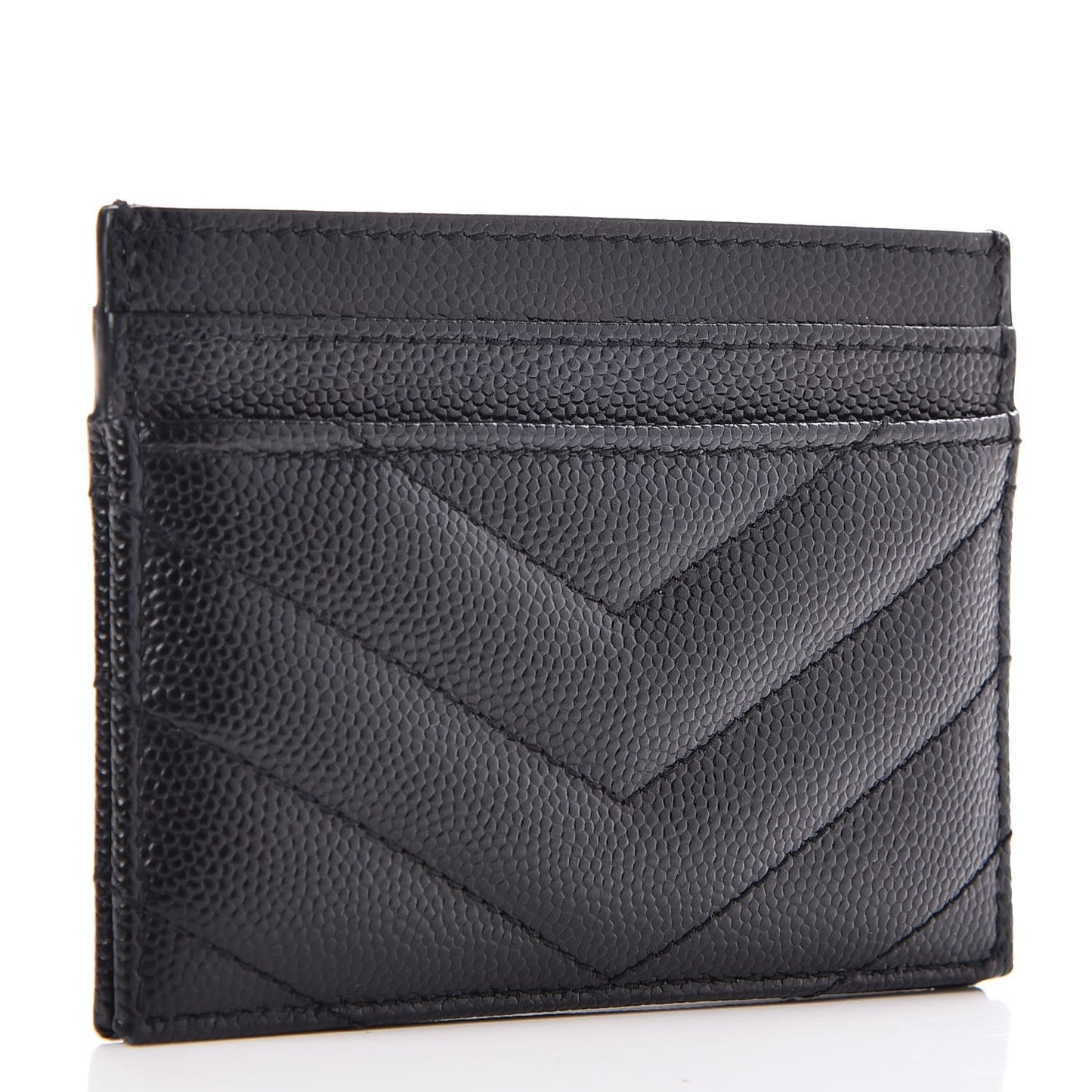 Grain De Poudre Matelasse Chevron Monogram Credit Card Case Black