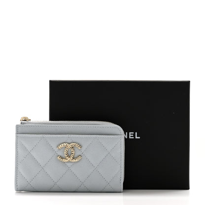 Chanel Caviar Quilted CC Zip Around Card Holder Grey 11 of 11