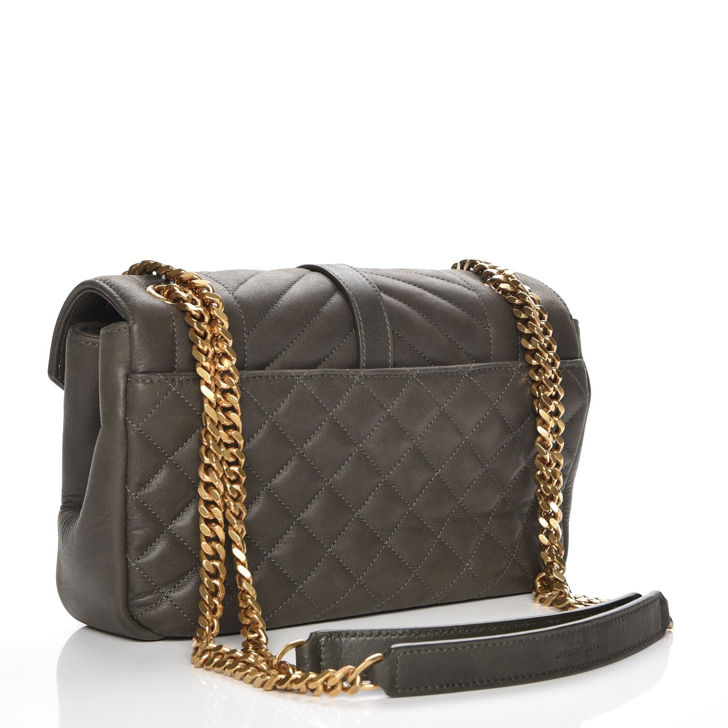 Saint Laurent Nubuck Tri-Quilt Monogram Medium College Bag Army Green 3 of 7