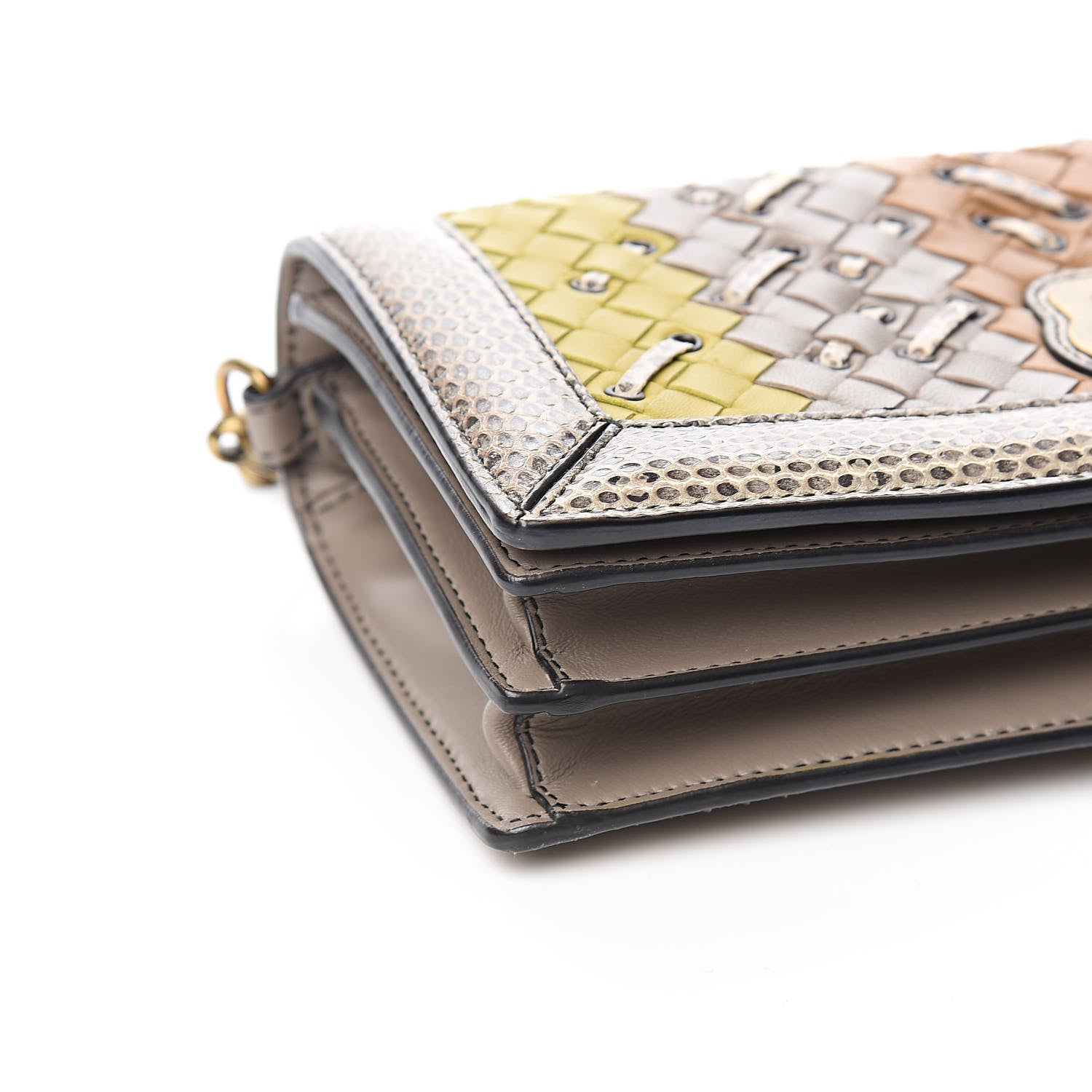 Bottega Veneta Nappa Ayers Intrecciato Club Stitch Knot Clutch Chamomile 7 of 9