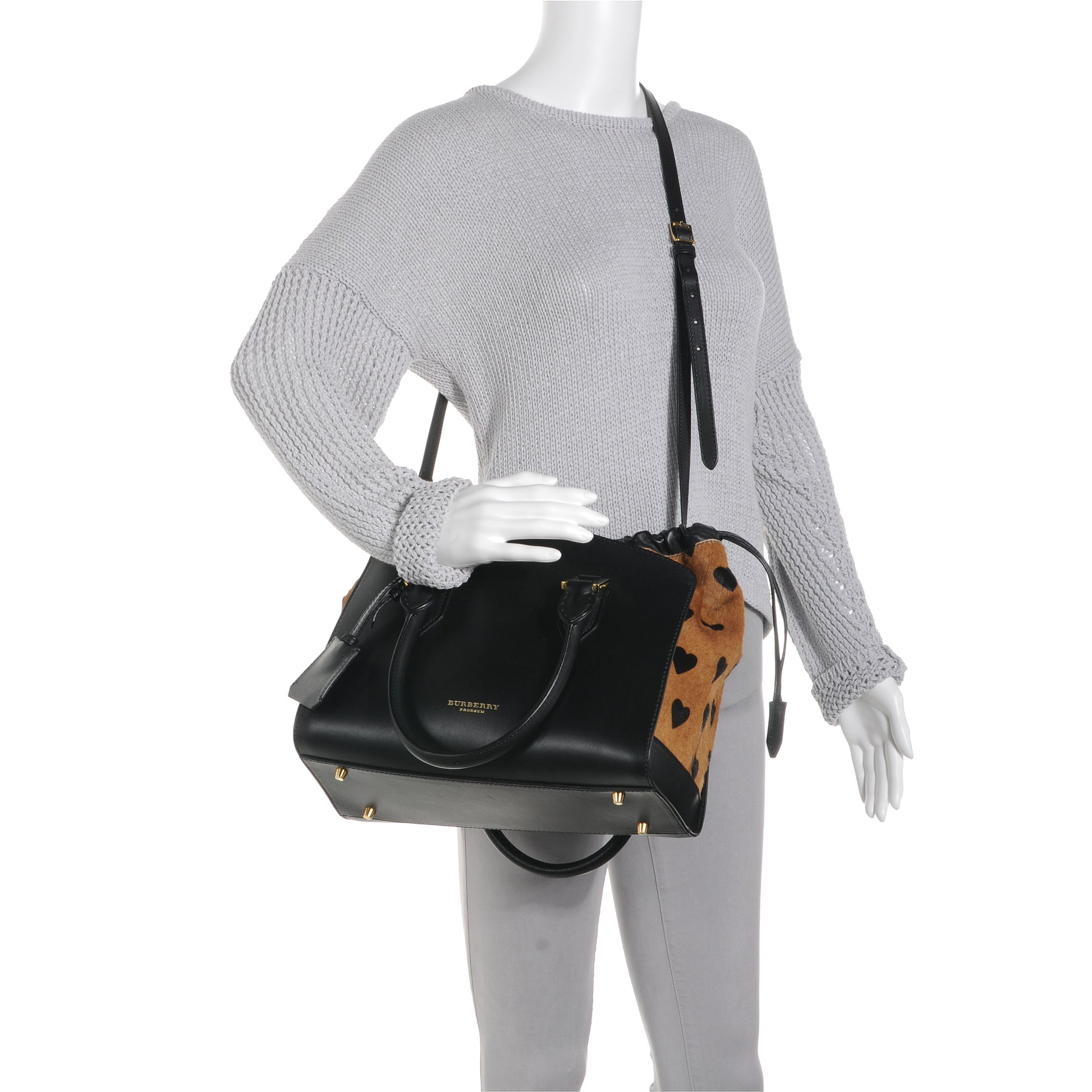 Burberry Prorsum Leather Calf Hair Dinton Small Satchel Black 2 of 12