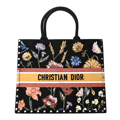 Christian Dior Suede Floral Hand Painted Large Book Tote Black 1 of 4