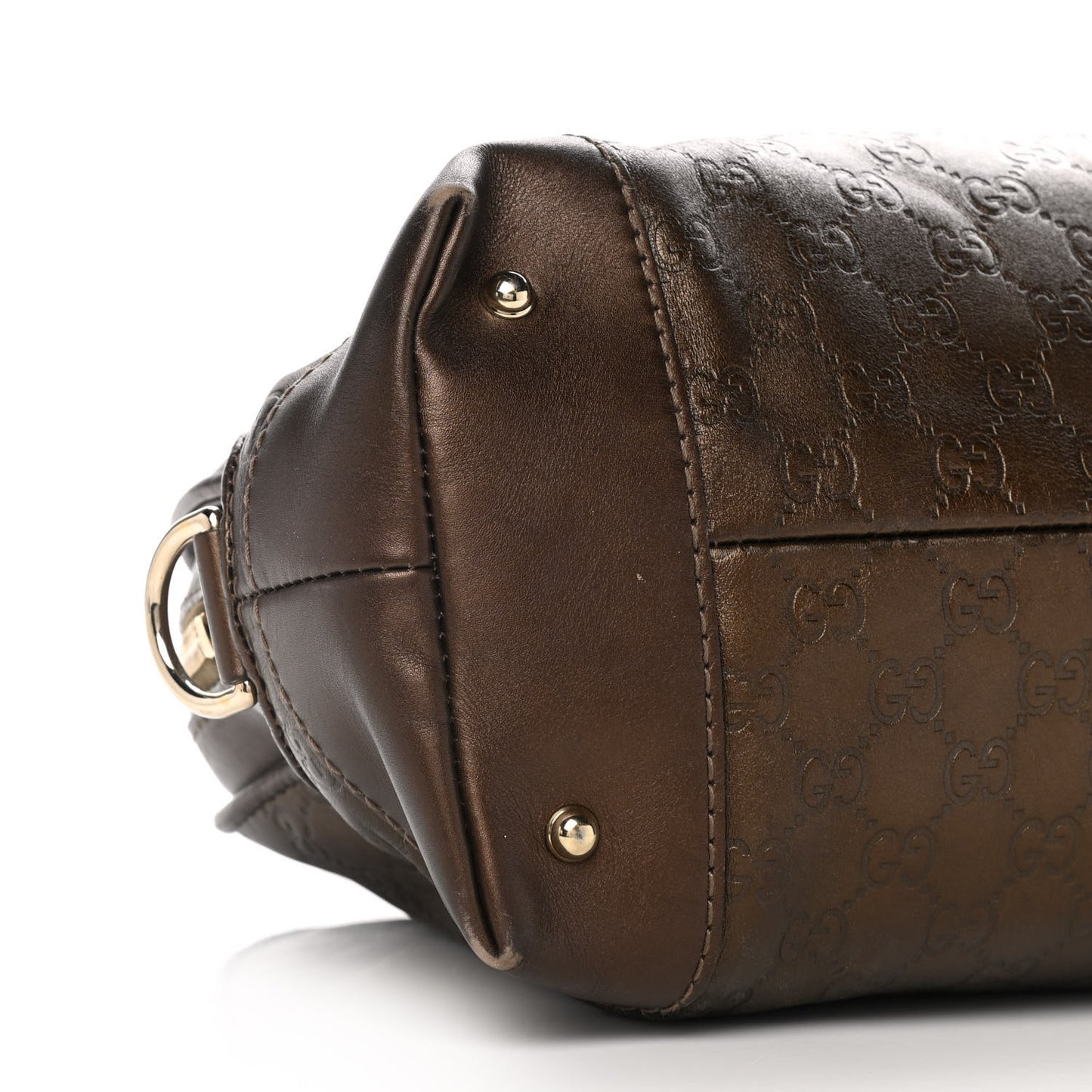 Metallic Guccissima Heart Bit Charm Dome Satchel Bronze