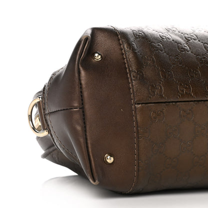 Gucci Metallic Guccissima Heart Bit Charm Dome Satchel Bronze 10 of 16
