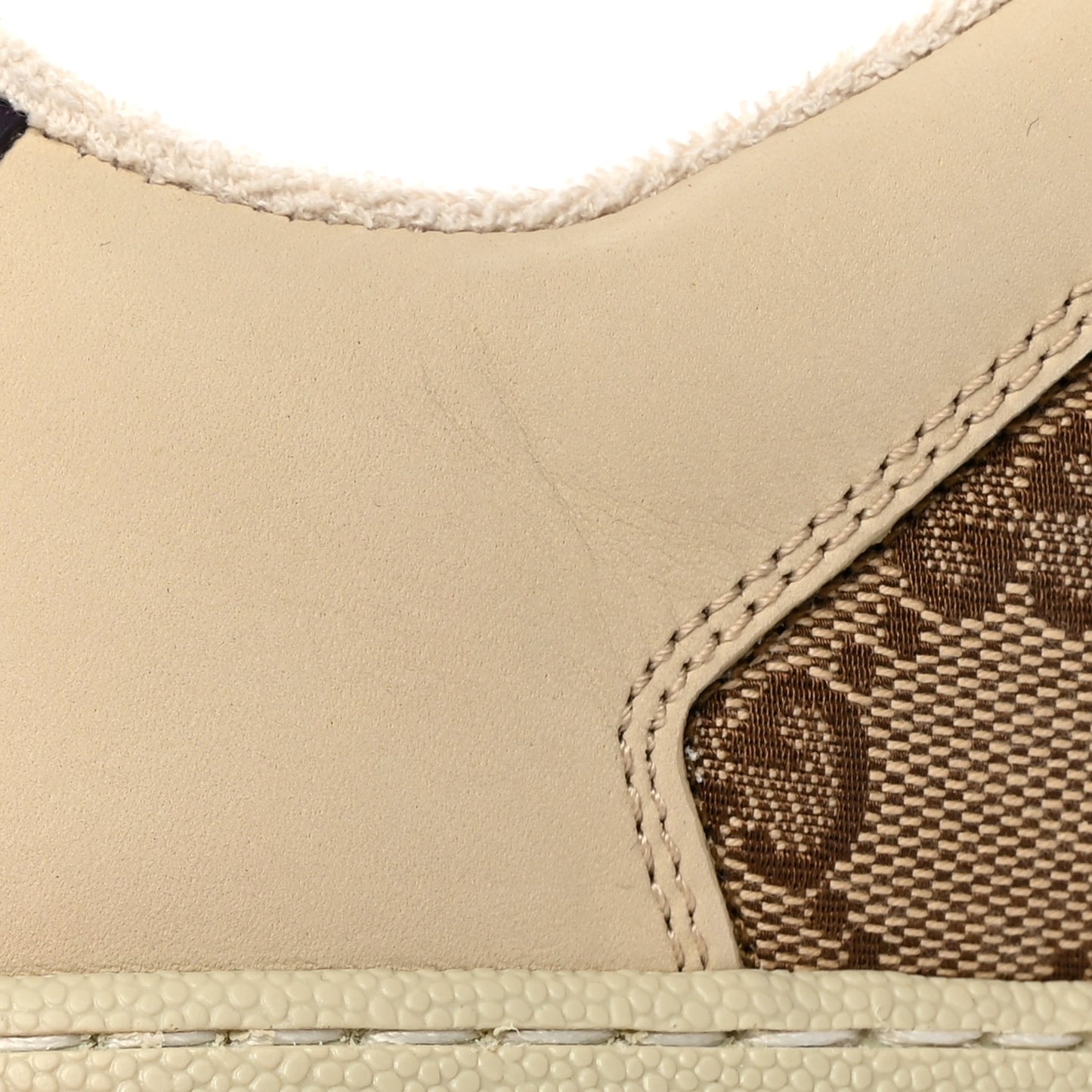 GG Monogram Nubuck Web Womens Screener Sneakers 38 New Sand Dusty Milk