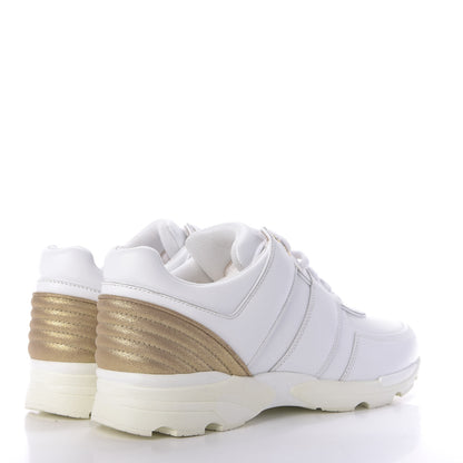 Chanel Calfskin Laminated Lambskin CC Sneakers 41 White Gold 4 of 8