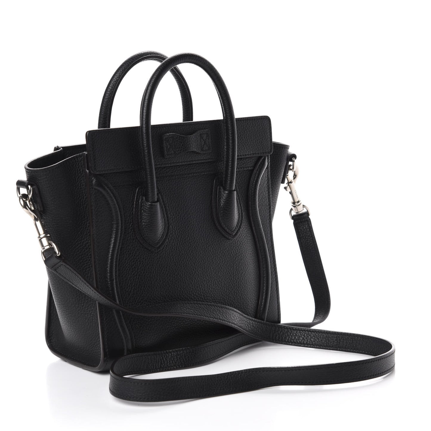 Drummed Calfskin Nano Luggage Black