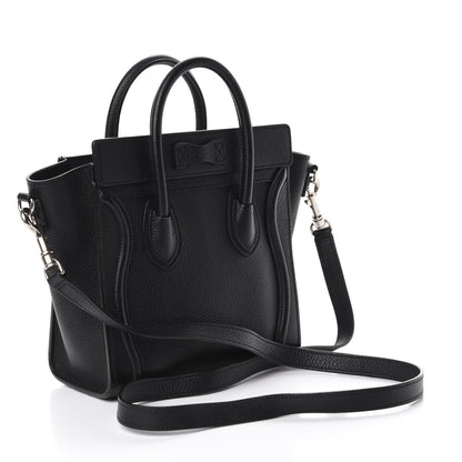 Celine Drummed Calfskin Nano Luggage Black 3 of 13