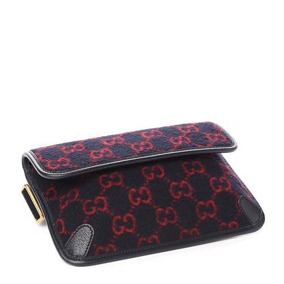 Gucci Covered Wool GG Monogram Slim Belt Bag Navy Red 3 of 10