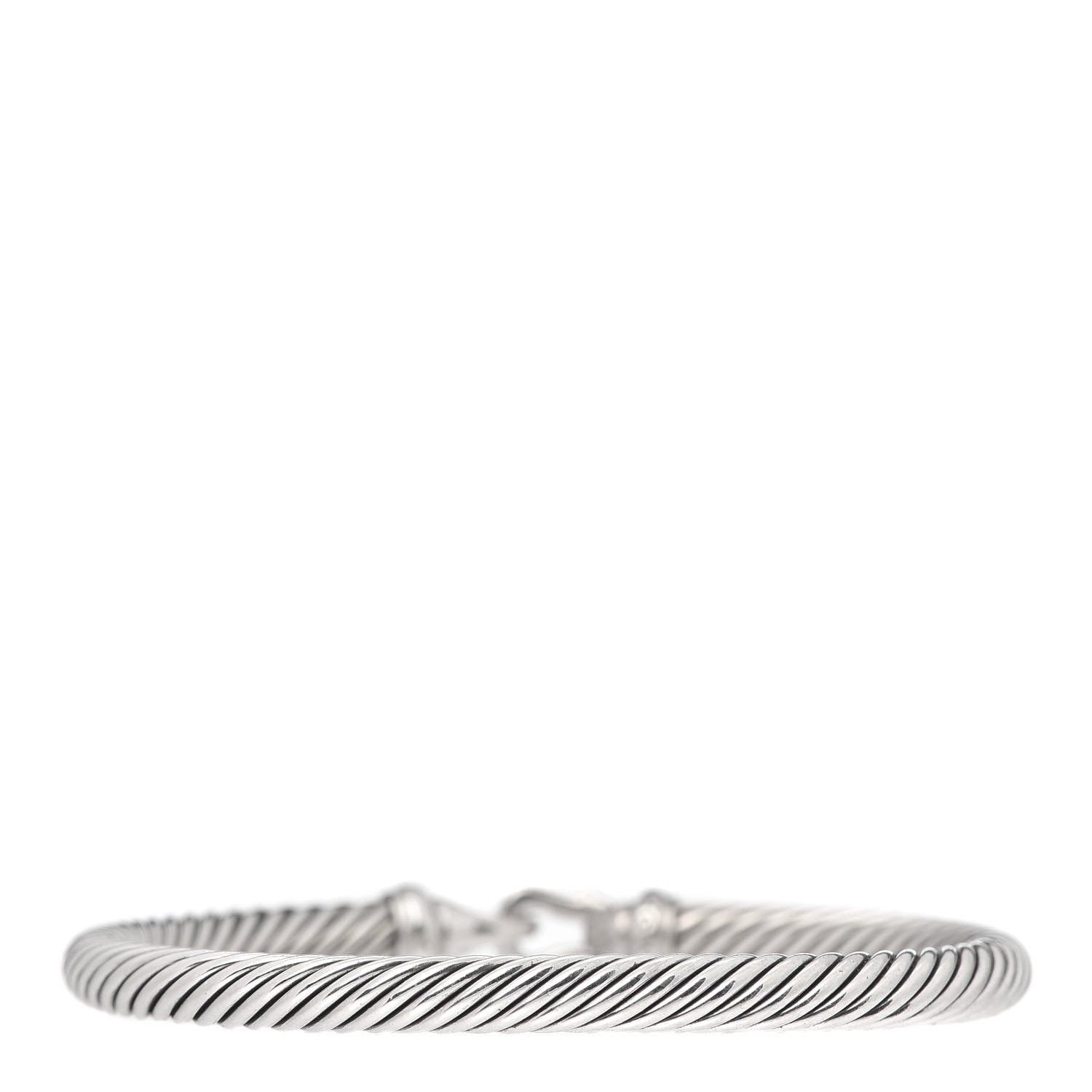 David Yurman Sterling Silver Diamond 5mm Cable Buckle Bracelet 3 of 4