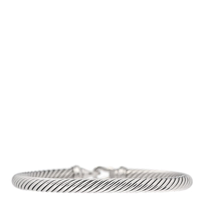 David Yurman Sterling Silver Diamond 5mm Cable Buckle Bracelet 3 of 4