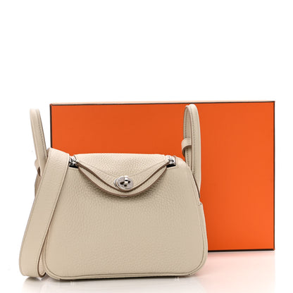 Hermes Taurillon Clemence Mini Lindy 20 Beton 12 of 12