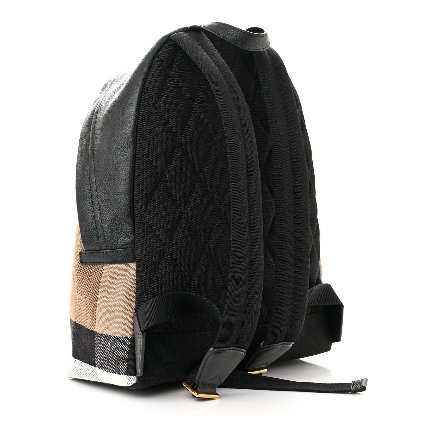 Mega Check Calfskin Abbeydale Simple Backpack Black Camel