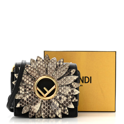 Fendi Vitello Snakeskin F is Fendi Flower Micro Kan I Shoulder Bag Black Multicolor 11 of 11