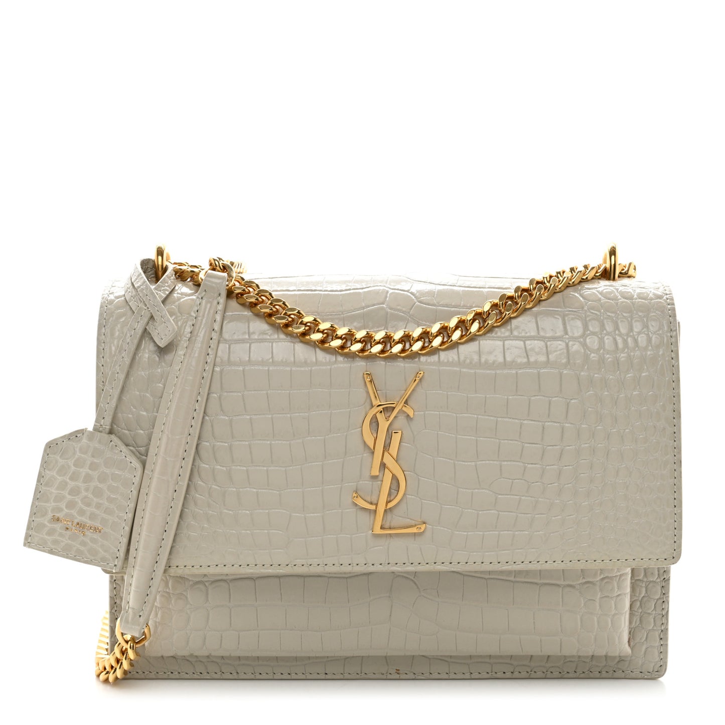 Calfskin Crocodile Embossed Medium Monogram Sunset Blanc Vintage