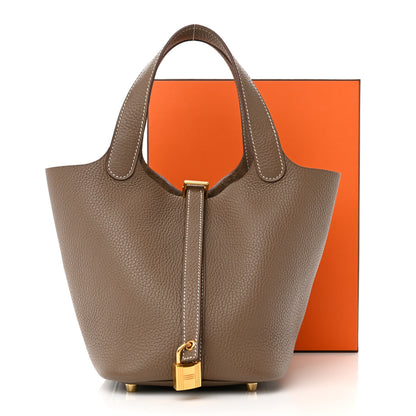 Hermes Taurillon Clemence Picotin Lock 18 PM Etoupe 12 of 12