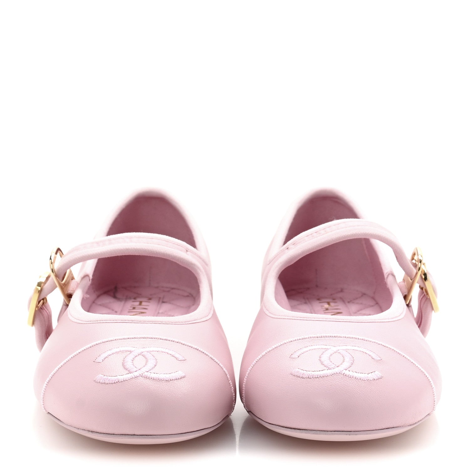Chanel Lambskin Mary Jane Flats 37.5 Light Pink 3 of 9