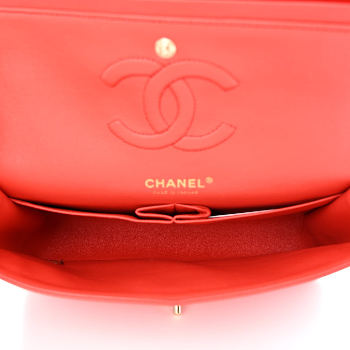 Lambskin Quilted Medium Double Flap Red