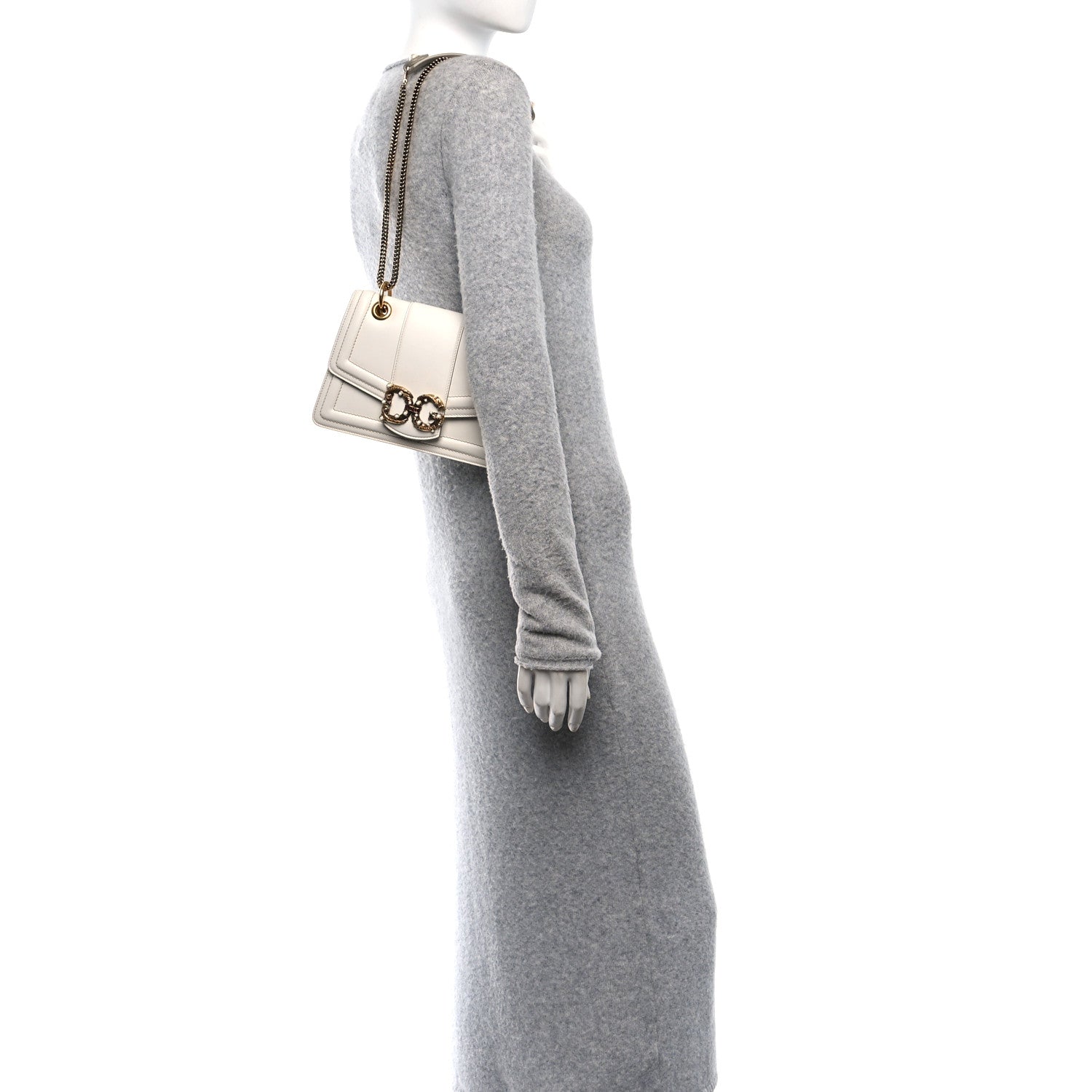 Dolce & Gabbana DOLCE GABBANA Smooth Calfskin Small DG Amore Envelope Bag White 2 of 10