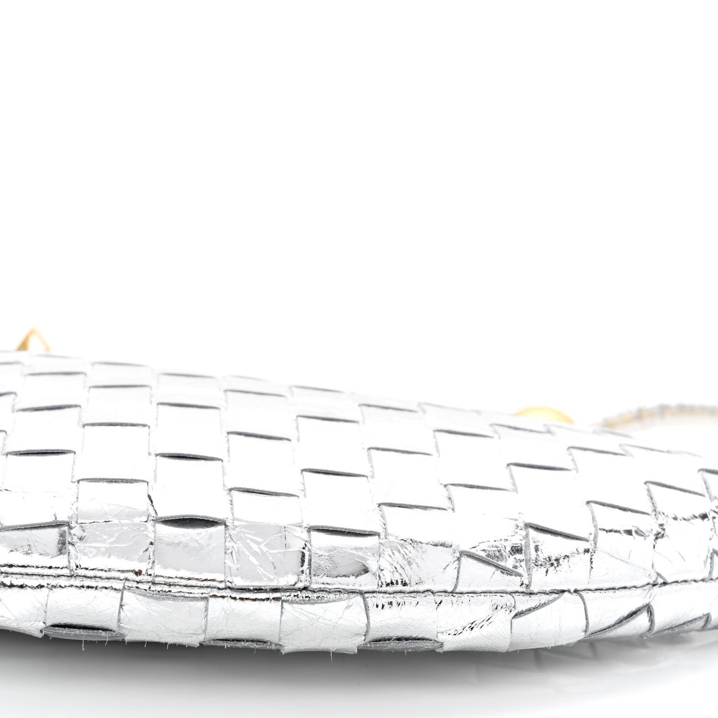 Metallic Nappa Intrecciato Medium Turn Pouch Silver
