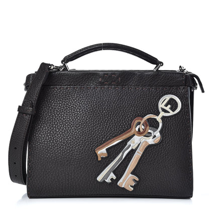 Fendi Calfskin Romano Selleria Mini Peekaboo Iconic Fit Satchel Brown 1 of 10