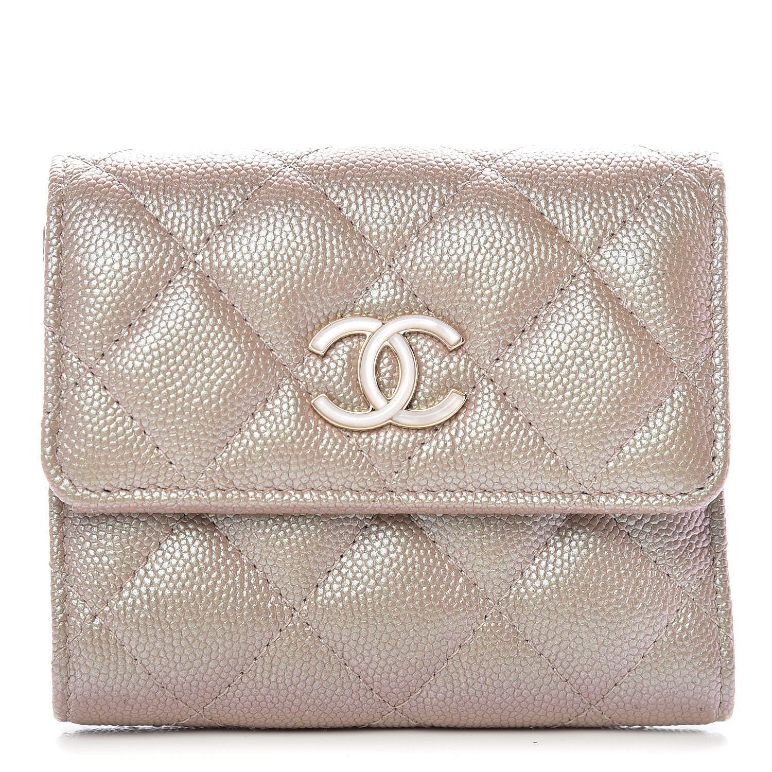 Chanel Iridescent Caviar Quilted Small Flap Wallet Beige 1 of 9