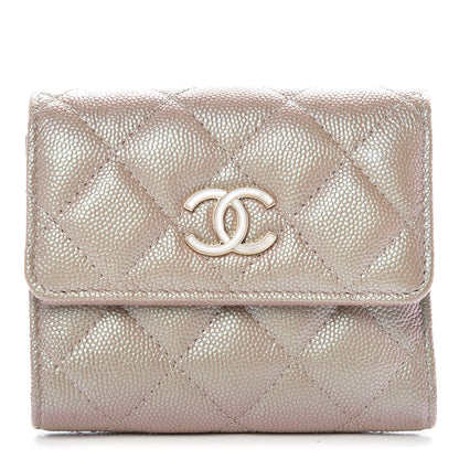 Chanel Iridescent Caviar Quilted Small Flap Wallet Beige 1 of 9