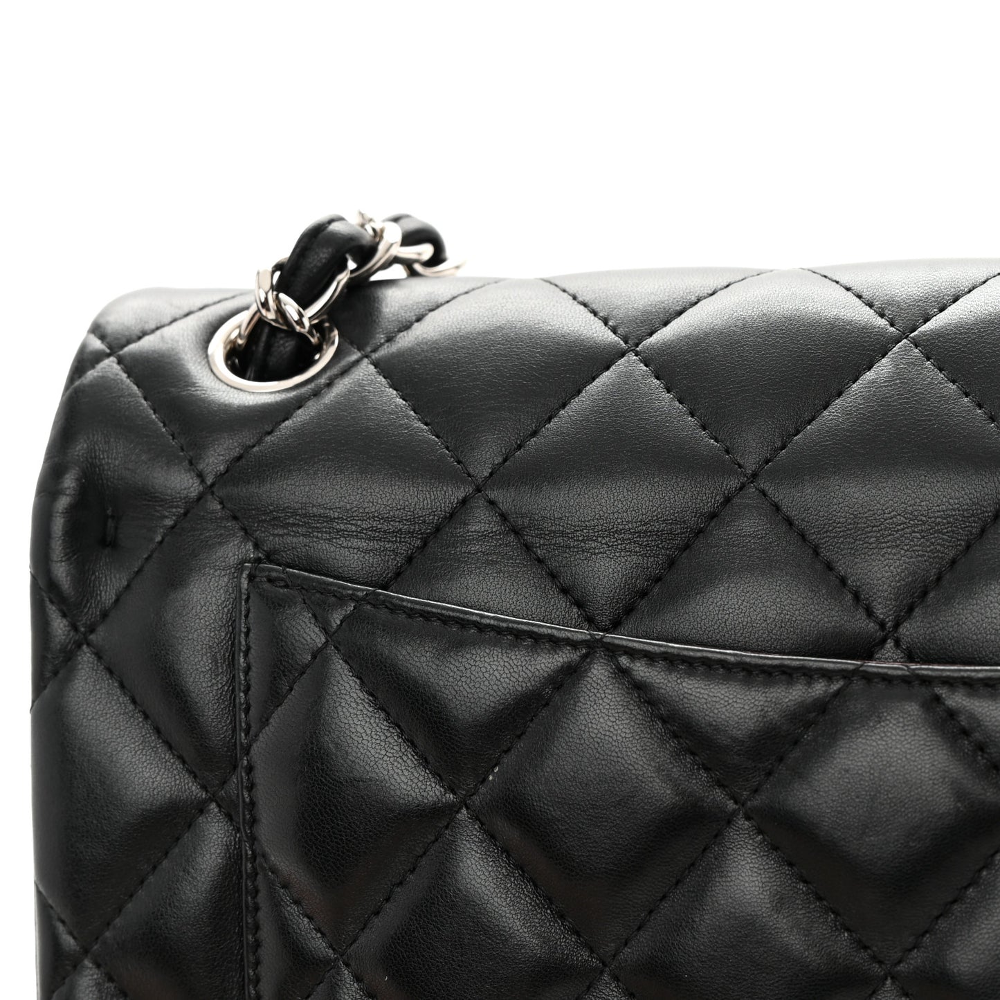 Lambskin Quilted Jumbo Double Flap Black
