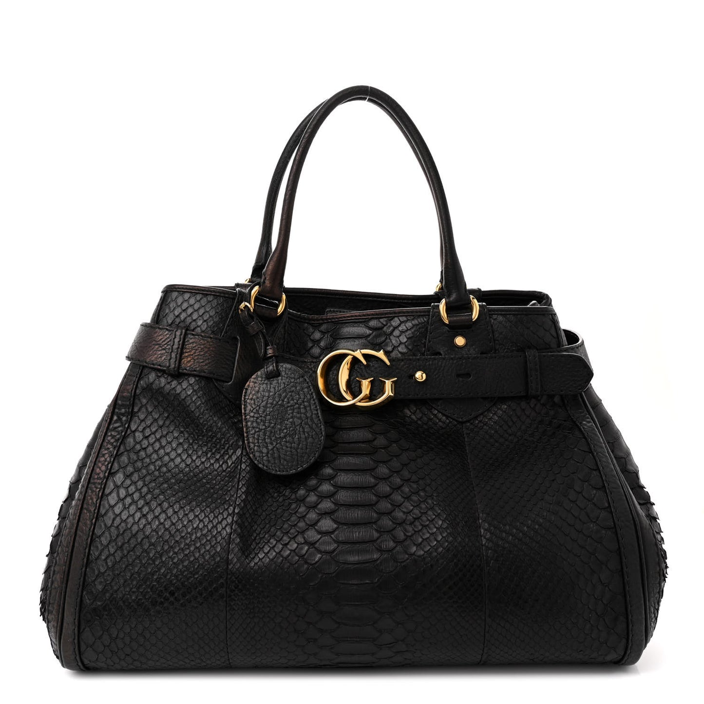 Snakeskin Large GG Running Tote Black