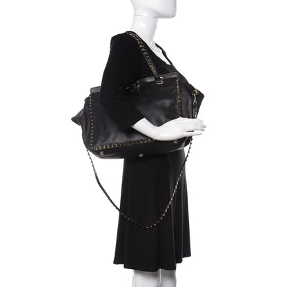 Valentino Garavani Vitello Medium Rockstud Tote Black 3 of 14