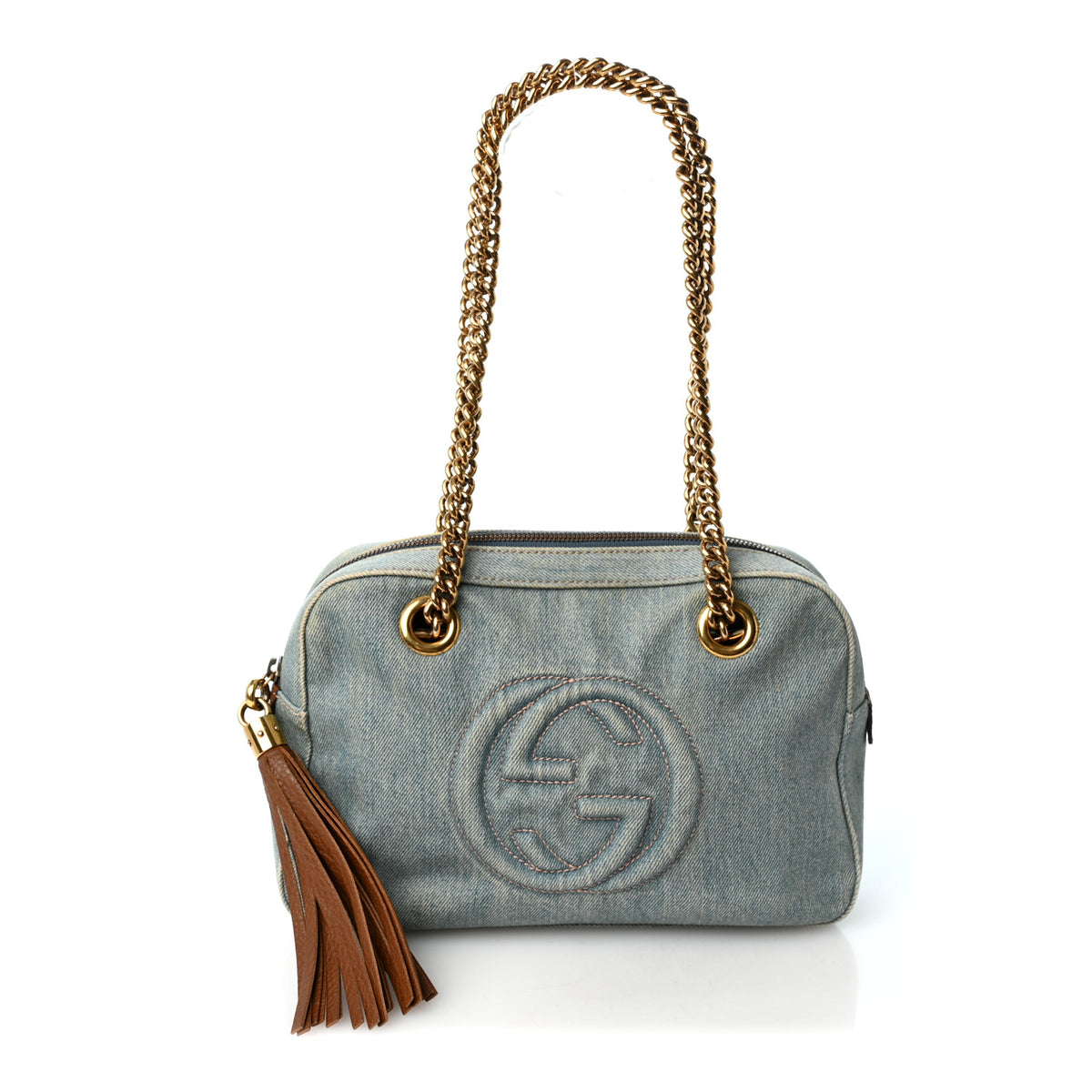Gucci Denim Small Soho Bowler Blue 1 of 10