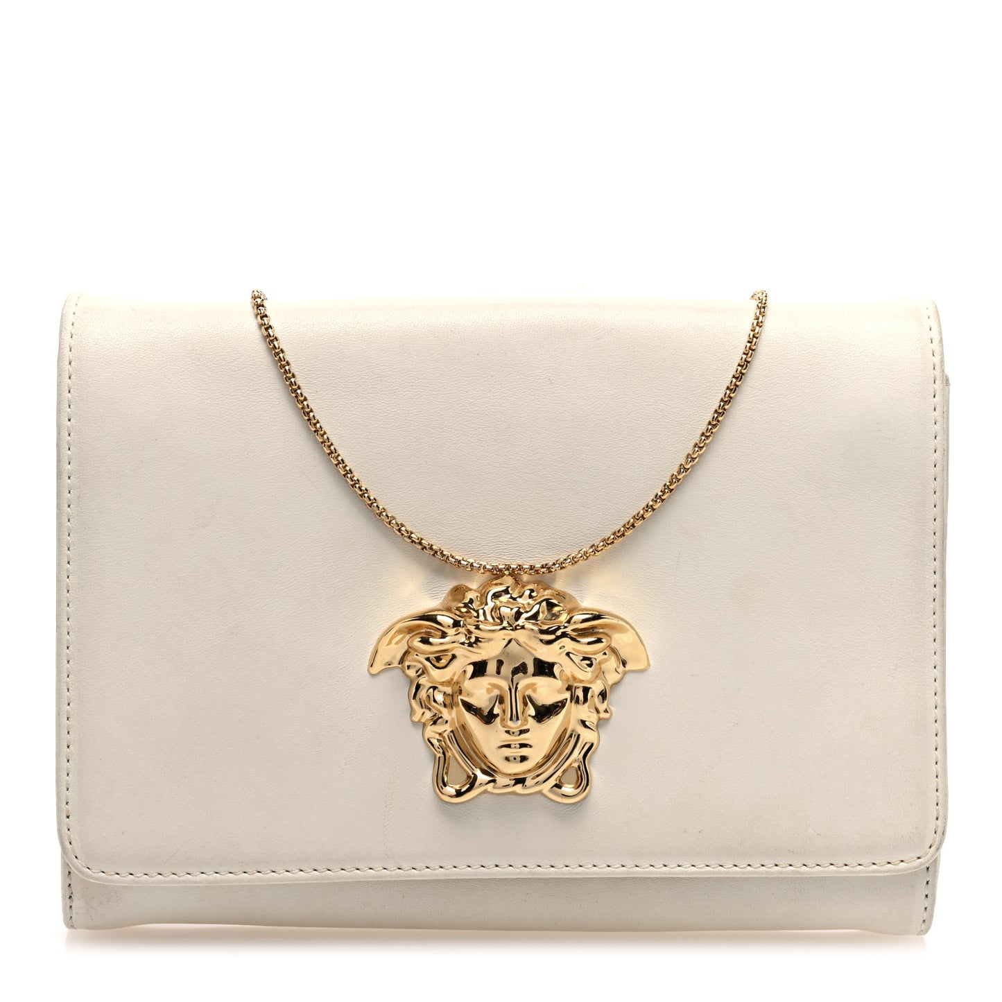 Vitello Palazzo Medusa Evening Clutch Bag White