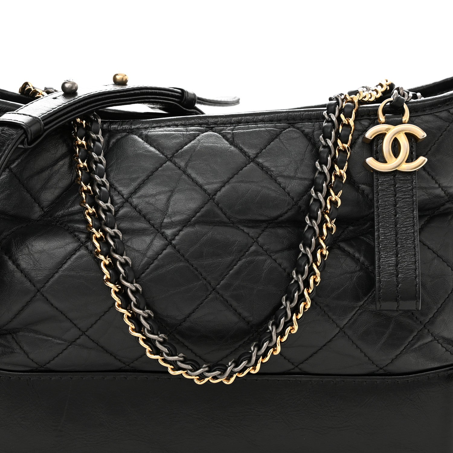 Chanel Aged Calfskin Quilted Medium Gabrielle Hobo Black 8 of 10