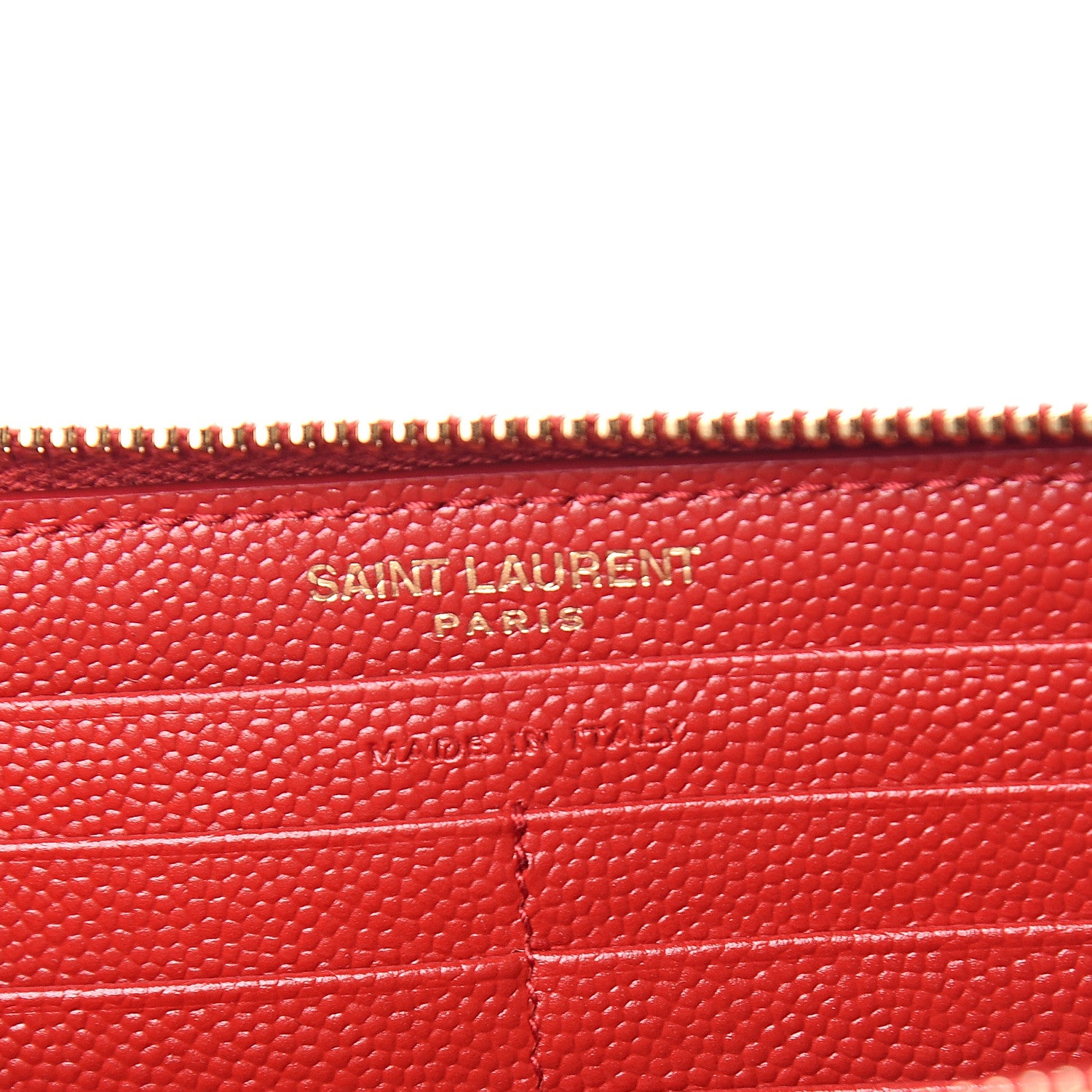 Saint Laurent Grain De Poudre Matelasse Chevron Monogram Zip Around Wallet Red 5 of 5