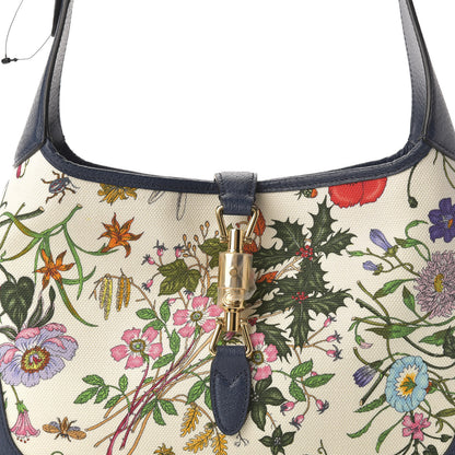 Gucci Canvas Flora Medium Jackie Hobo Blue Agata 11 of 11