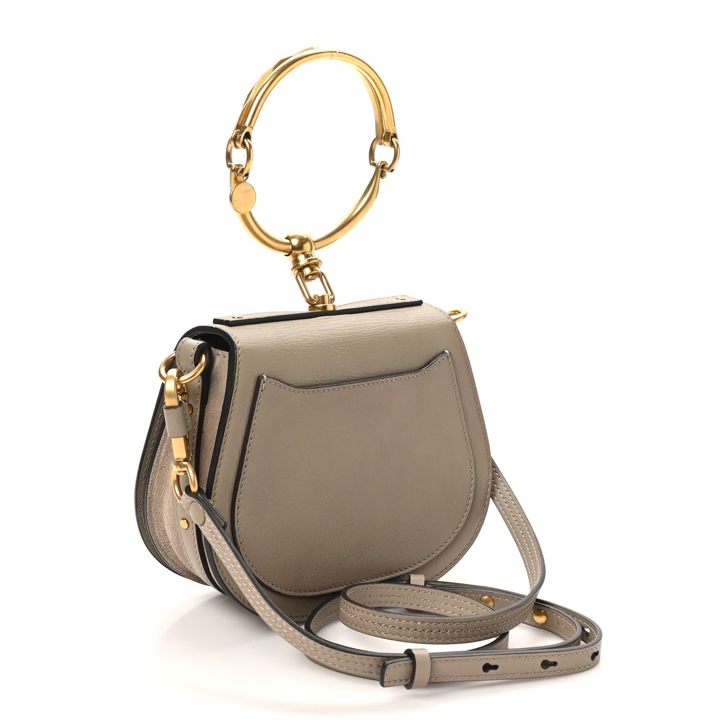 Calfskin Suede Small Nile Bracelet Bag Motty Grey