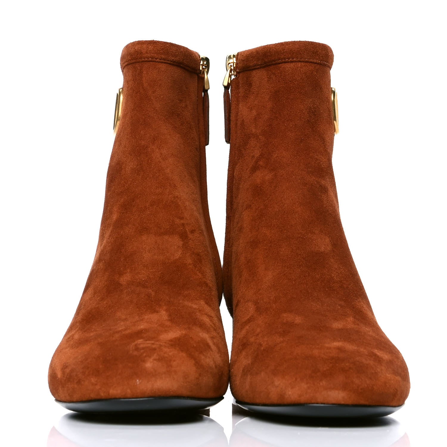 Valentino Garavani Suede VLogo Side Zip 45mm Ankle Boots 38 Bright Cognac 2 of 5