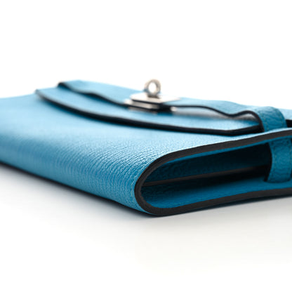 Hermes Chevre Mysore Kelly Wallet To Go Bleu Frida 8 of 9