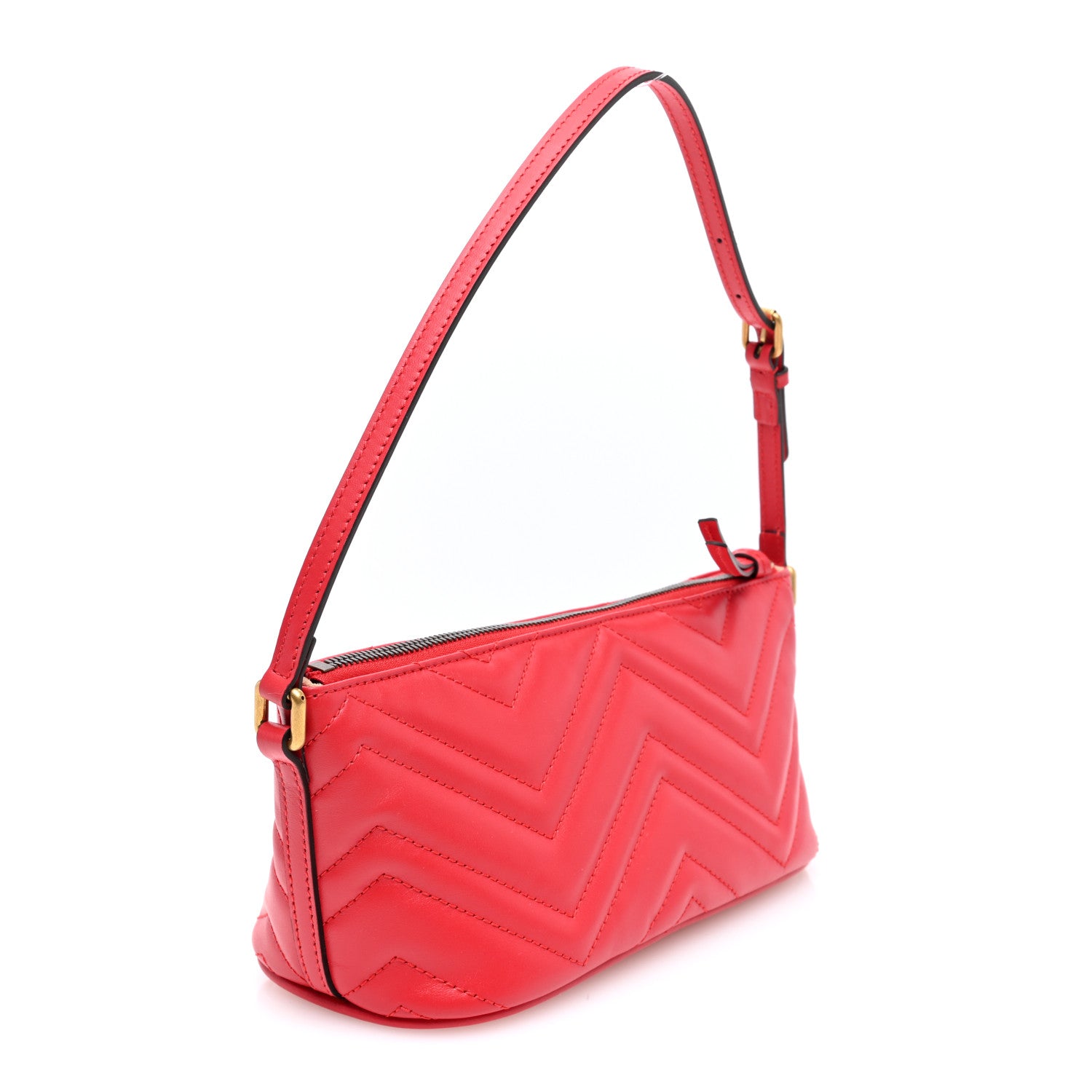Gucci Calfskin Matelasse Chevron GG Marmont Sling Shoulder Bag Rosso 3 of 10