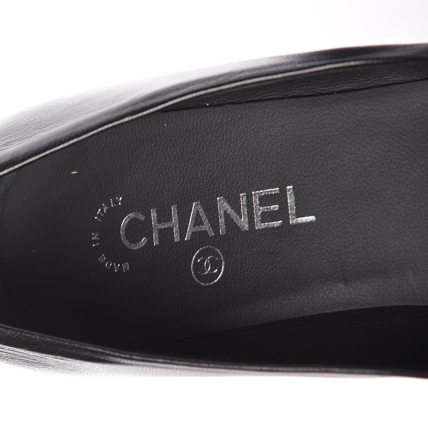 Lambskin CC Cap Toe Platform Chain Pumps 42 Black