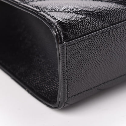 Saint Laurent Grain De Poudre Matelasse Chevron Medium Monogram Satchel Black 9 of 11