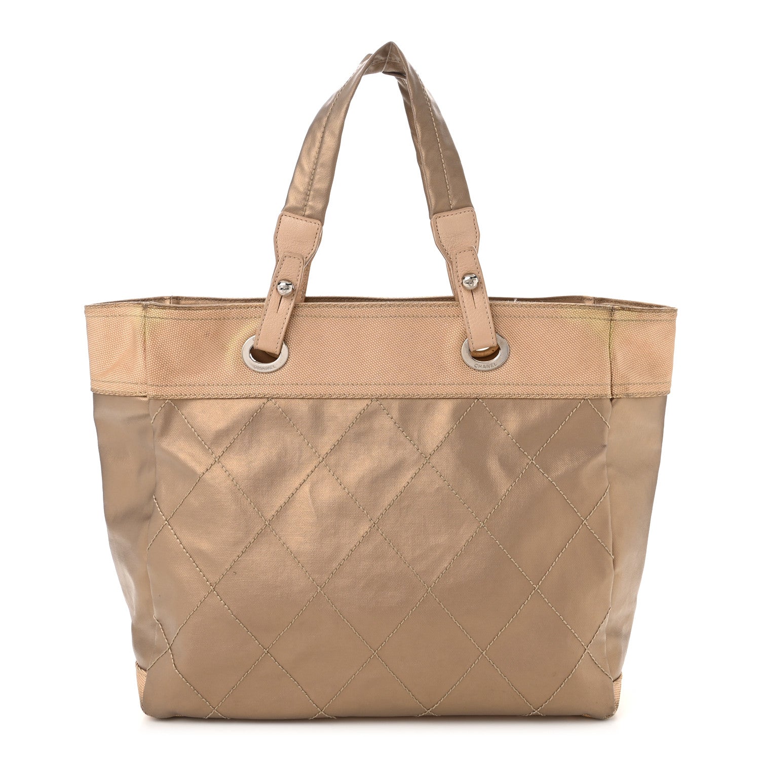 Chanel Metallic Coated Canvas Large Paris Biarritz Tote Gold 1 of 17