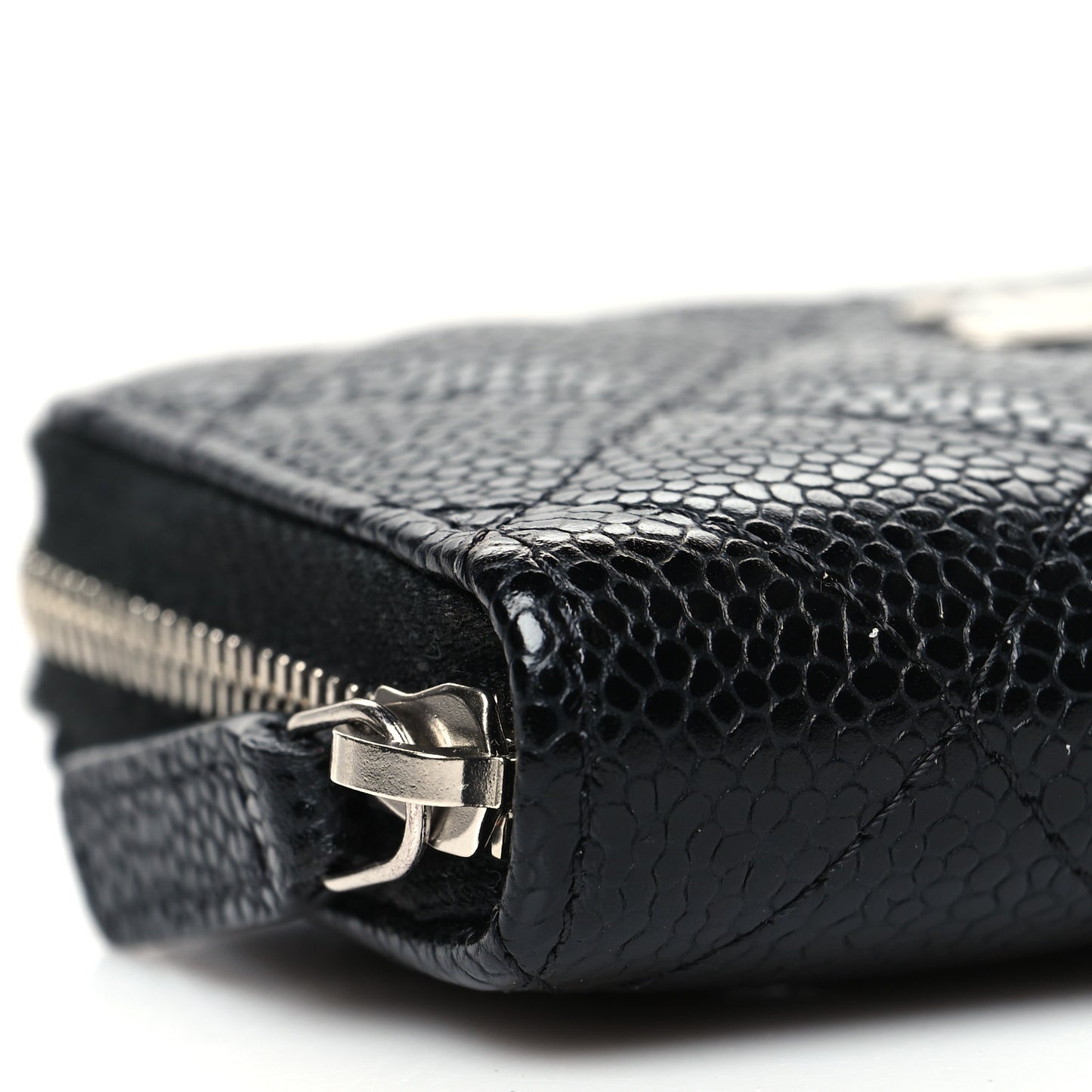 Caviar Quilted Zip Coin Purse Black