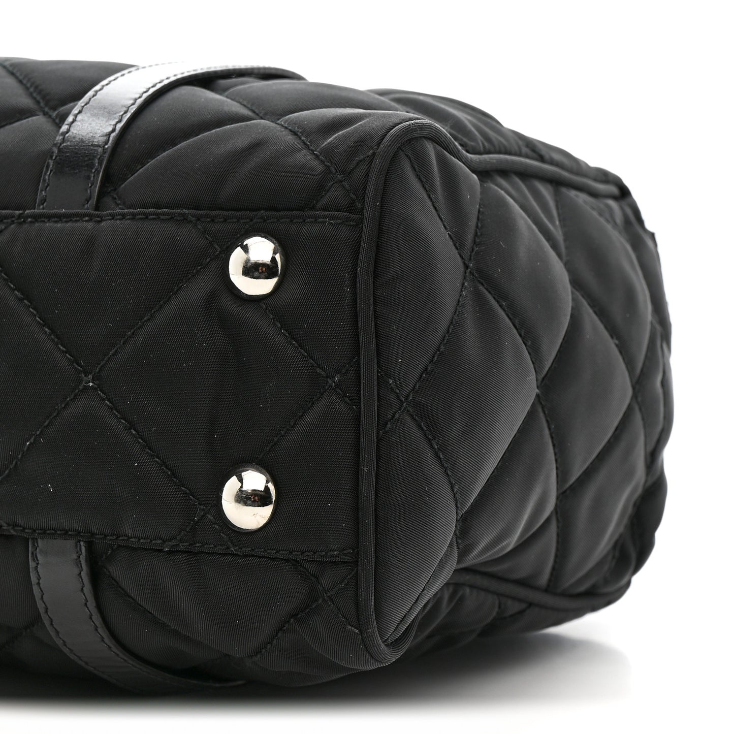 Nylon Tessuto Quilted Chain Shoulder Bag Black