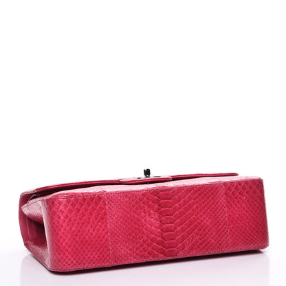 Chanel Python Jumbo Double Flap Dark Pink 4 of 9