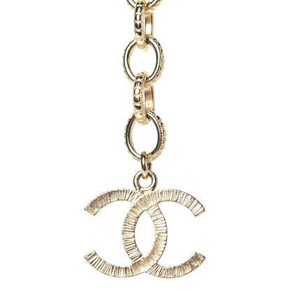 Chanel Calfskin Crystal Chain Camellia Belt 85 Black Gold 6 of 8