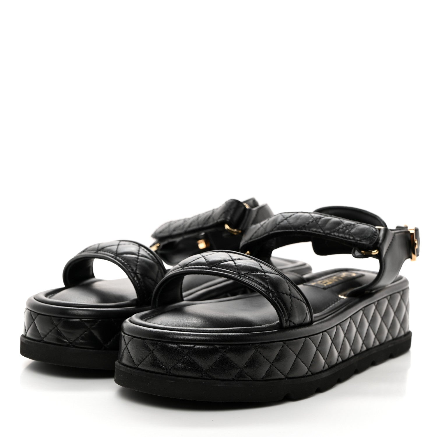Chanel Lambskin Quilted Platform Sandals 39 Black 3 of 10