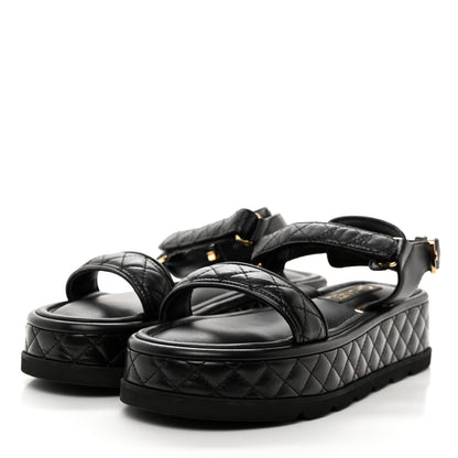 Chanel Lambskin Quilted Platform Sandals 39 Black 3 of 10