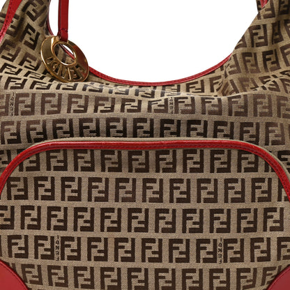 Fendi Zucchino Cuoio Chef Hobo Mogano Panna Rosso 8 of 10