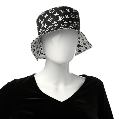Louis Vuitton Nylon Monogram Reversible Bob Bucket Hat M Black White 2 of 9